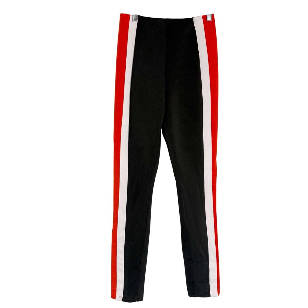 Lovers + Friends Black Red White Side Stripe Sporty High Rise Racing Pants XS